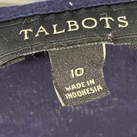 Talbots 10 Medium Tank Top Shirt Navy Blue Circle Polka Dot Textured - Picture 3 of 4